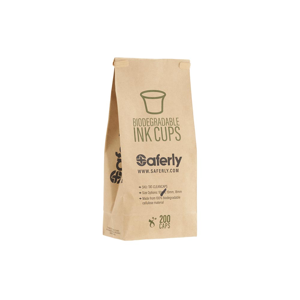 Saferly Clean Caps — Bag of 200 Biodegradable Ink Cups — Pick Size - Darklab Tattoo Supplies