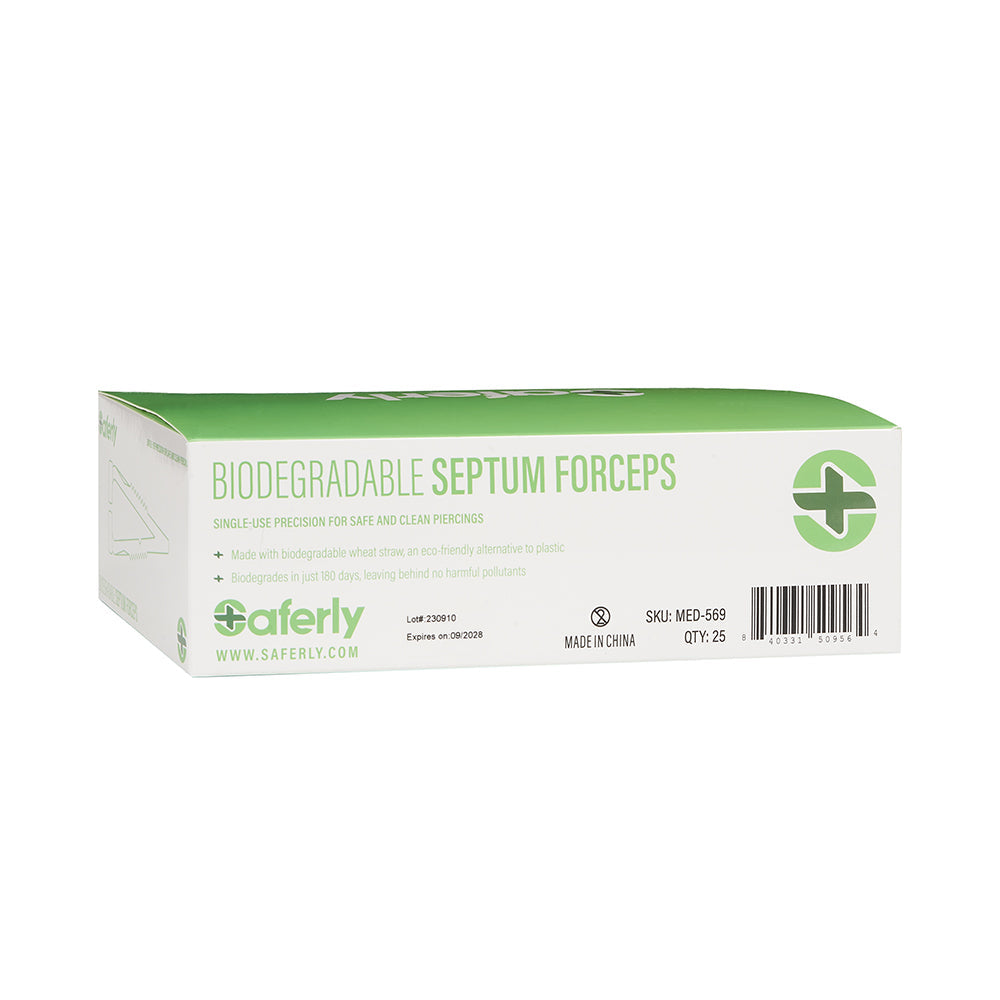 Saferly Biodegradable Septum Forceps — Box of 25 - Darklab Tattoo Supplies