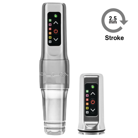 Flux Mini Silver with Extra Battery - Darklab Tattoo Supplies Flux Mini Silver with Extra Battery