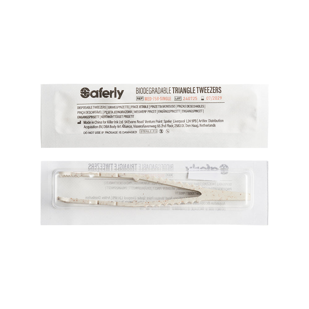 Saferly Medical Biodegradable Sterilized Triangle Tip Tweezers — Box of 25 - Darklab Tattoo Supplies