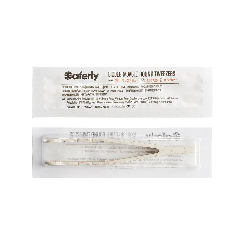 Saferly Medical Biodegradable Sterilized Round Tip Tweezers — Box of 25 - Darklab Tattoo Supplies