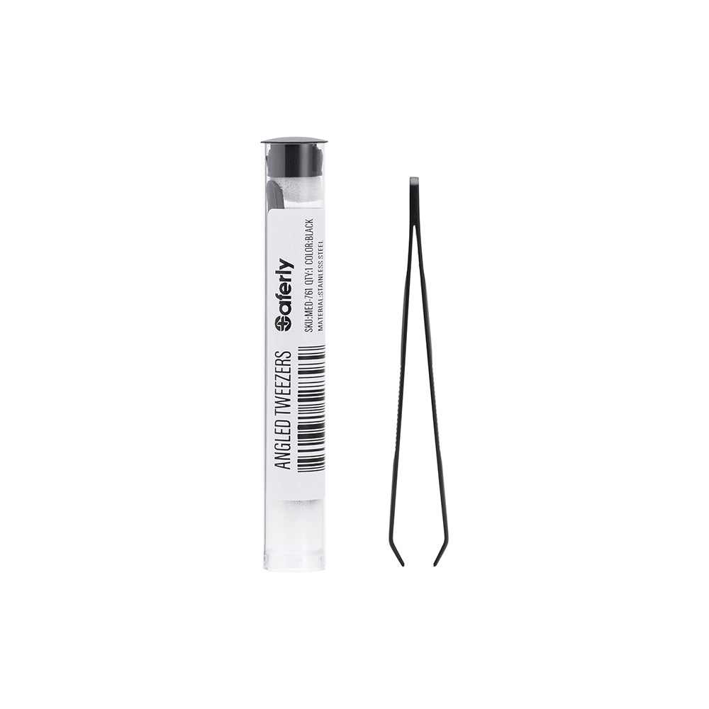 Saferly Anti-Static Black Slanted Tweezers - Darklab Tattoo Supplies