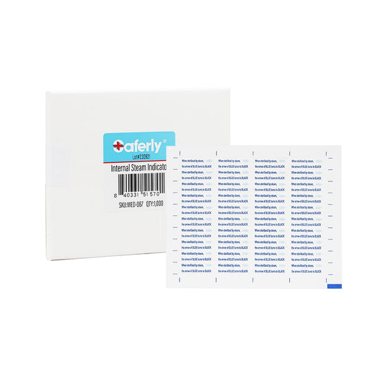 Saferly Internal Steam Indicators - Used with Sterilization Pouches - Price Per 1 Box of 1000 - Darklab Tattoo Supplies Saferly Internal Steam Indicators - Used with Sterilization Pouches - Price Per 1 Box of 1000