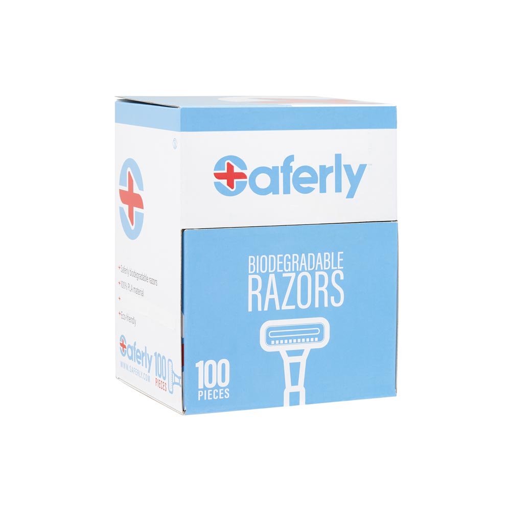 Saferly Stainless Steel Biodegradable Skin Prep Razors — Box of 100 - Darklab Tattoo Supplies