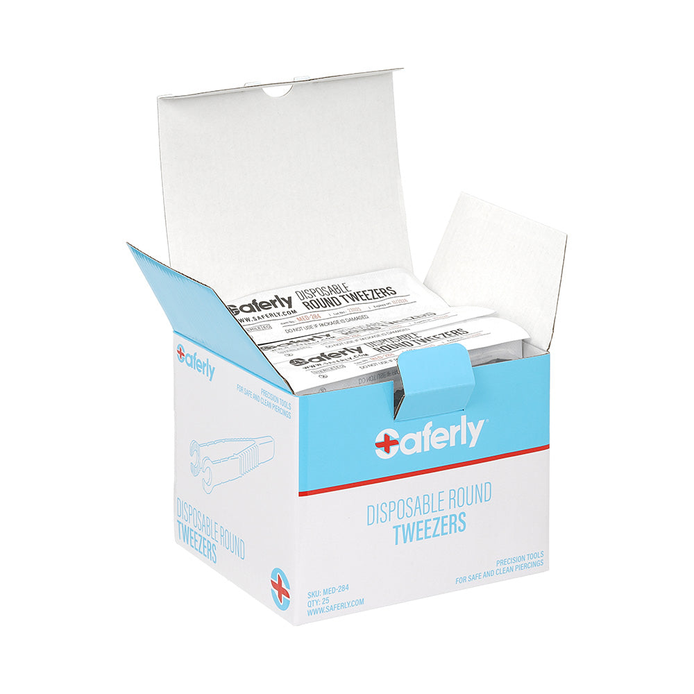 Saferly Medical Sterilized Round Tweezers - Single or Case of 25 - Darklab Tattoo Supplies