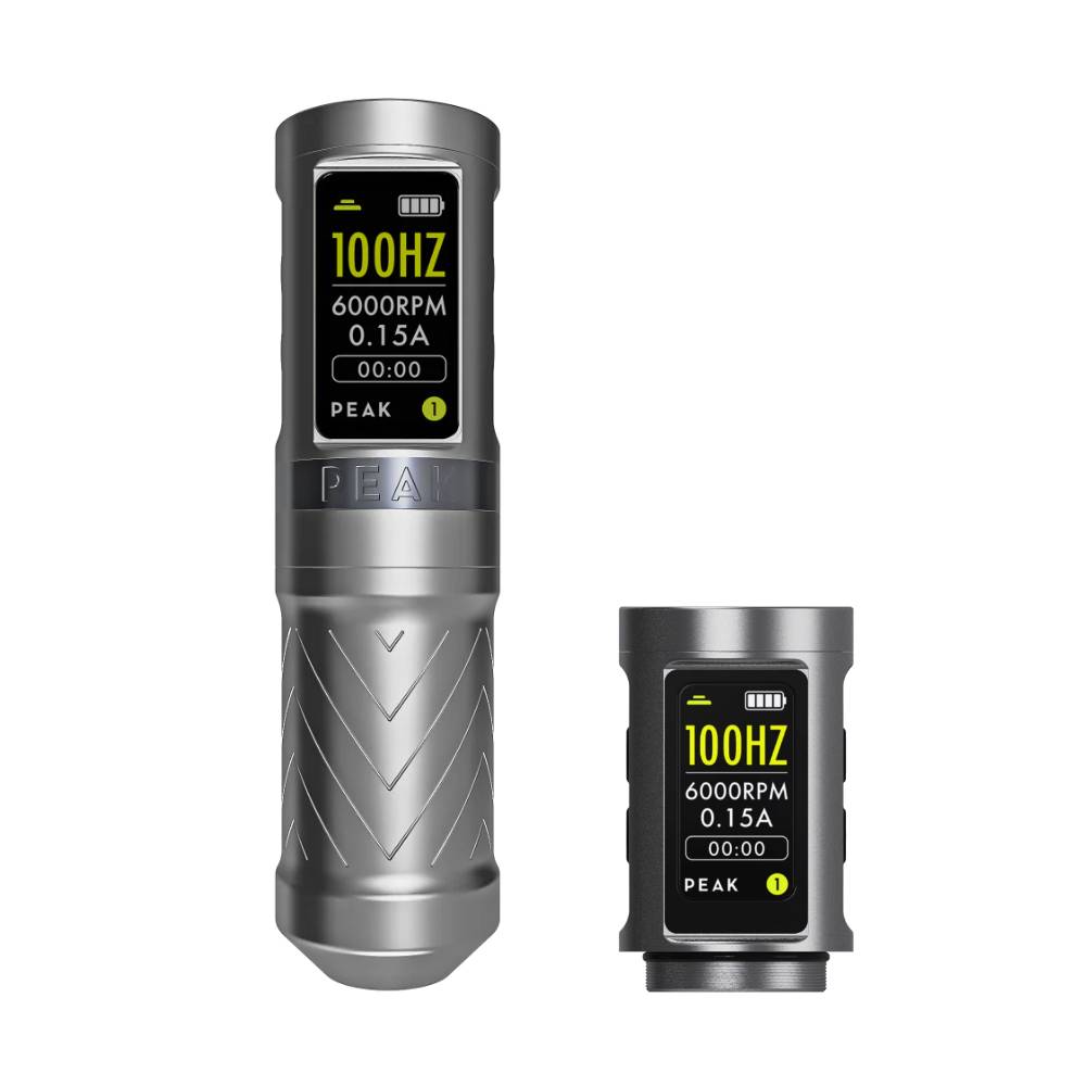 Peak Solice Ergo Wireless Tattoo Machine Matte Gray Double Battery