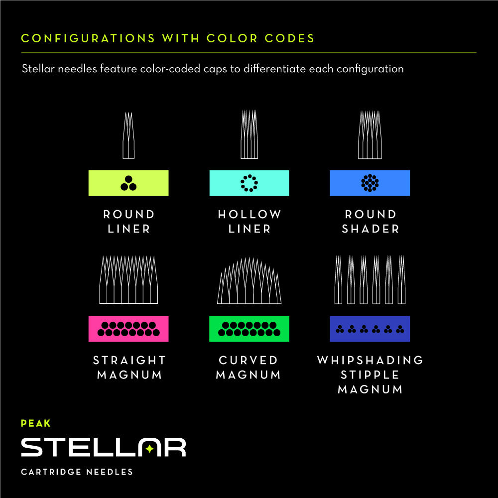 Peak Stellar Needle Cartridges — Sample Pack - Darklab Tattoo SuppliesPeak Stellar Needle Cartridges — Sample Pack