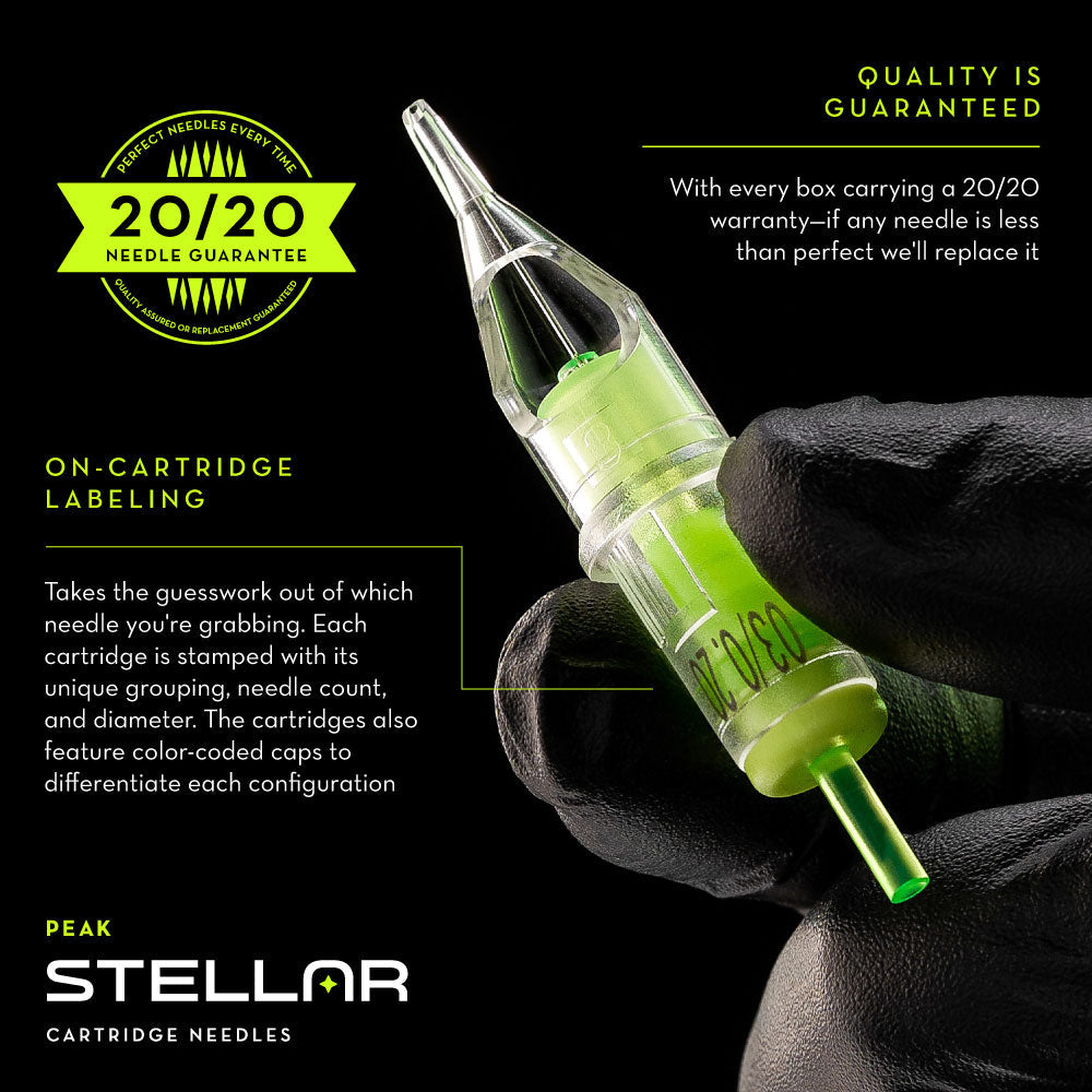 Peak Stellar Needle Cartridges — Box of 20 - Darklab Tattoo Supplies