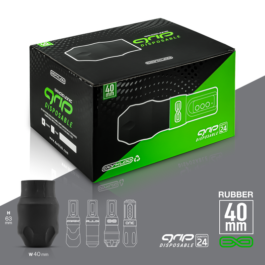 Wide 40mm Disposable Rubber Grip - Box of 24 - Darklab Tattoo Supplies Wide 40mm Disposable Rubber Grip - Box of 24