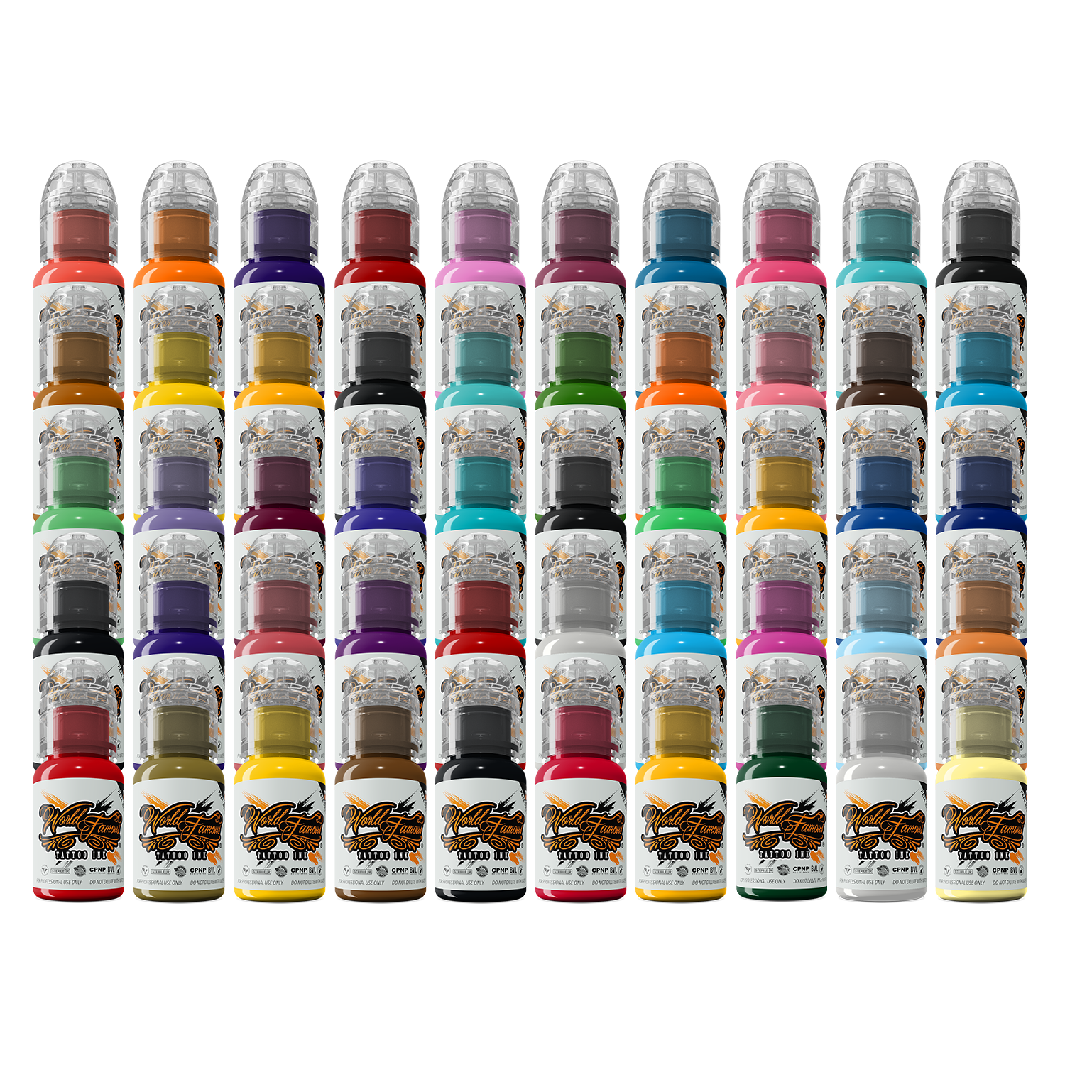 50 color Set — World Famous — 1oz - Darklab Tattoo Supplies50 color Set — World Famous — 1oz