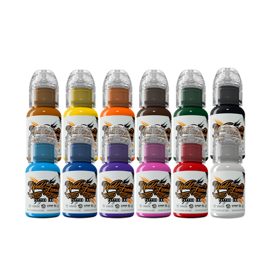 World Famous Must-Haves 12 Bottle Ink Set — World Famous Ink — 1/2oz - Darklab Tattoo Supplies World Famous Must-Haves 12 Bottle Ink Set — World Famous Ink — 1/2oz