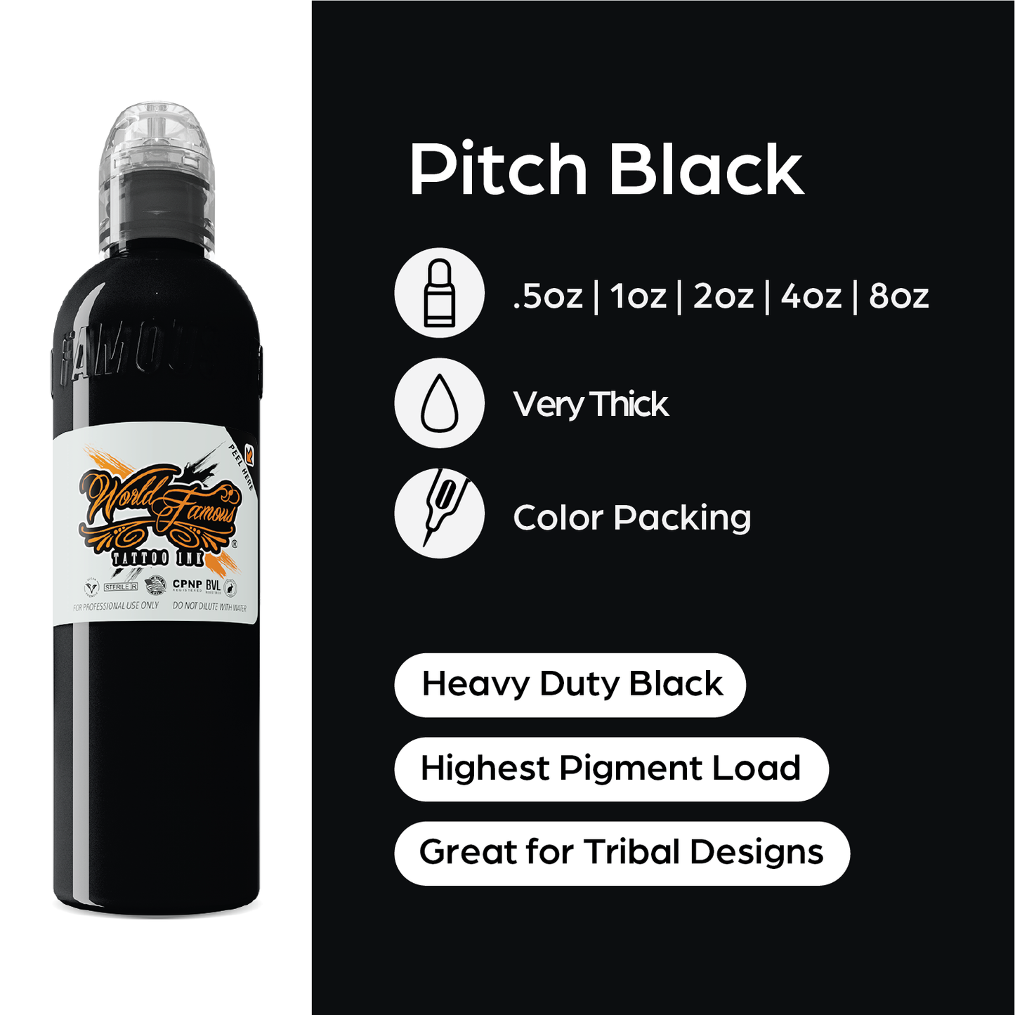 Pitch Black | World Famous Tattoo Ink - Darklab Tattoo Supplies