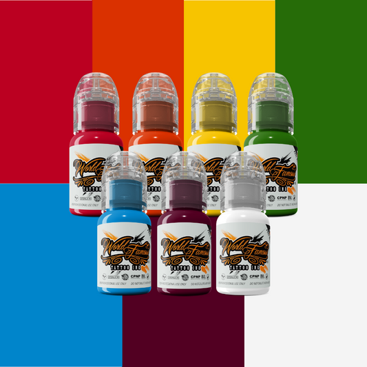 7Color Simple Set — World Famous Tattoo Ink — 1/2oz - Darklab Tattoo Supplies 7Color Simple Set — World Famous Tattoo Ink — 1/2oz