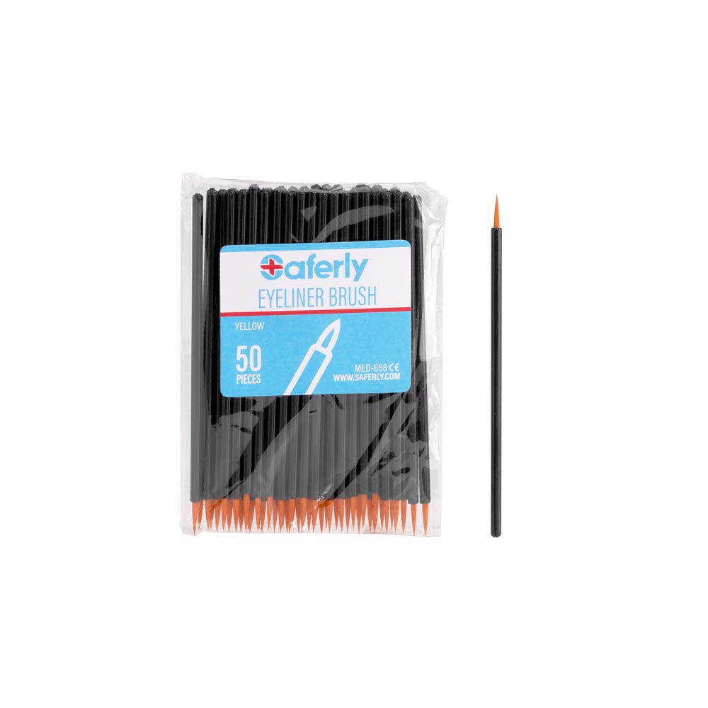Saferly Disposable Eyeliner/Detail Brushes  — Pack of 50 — Pick Brush - Darklab Tattoo Supplies