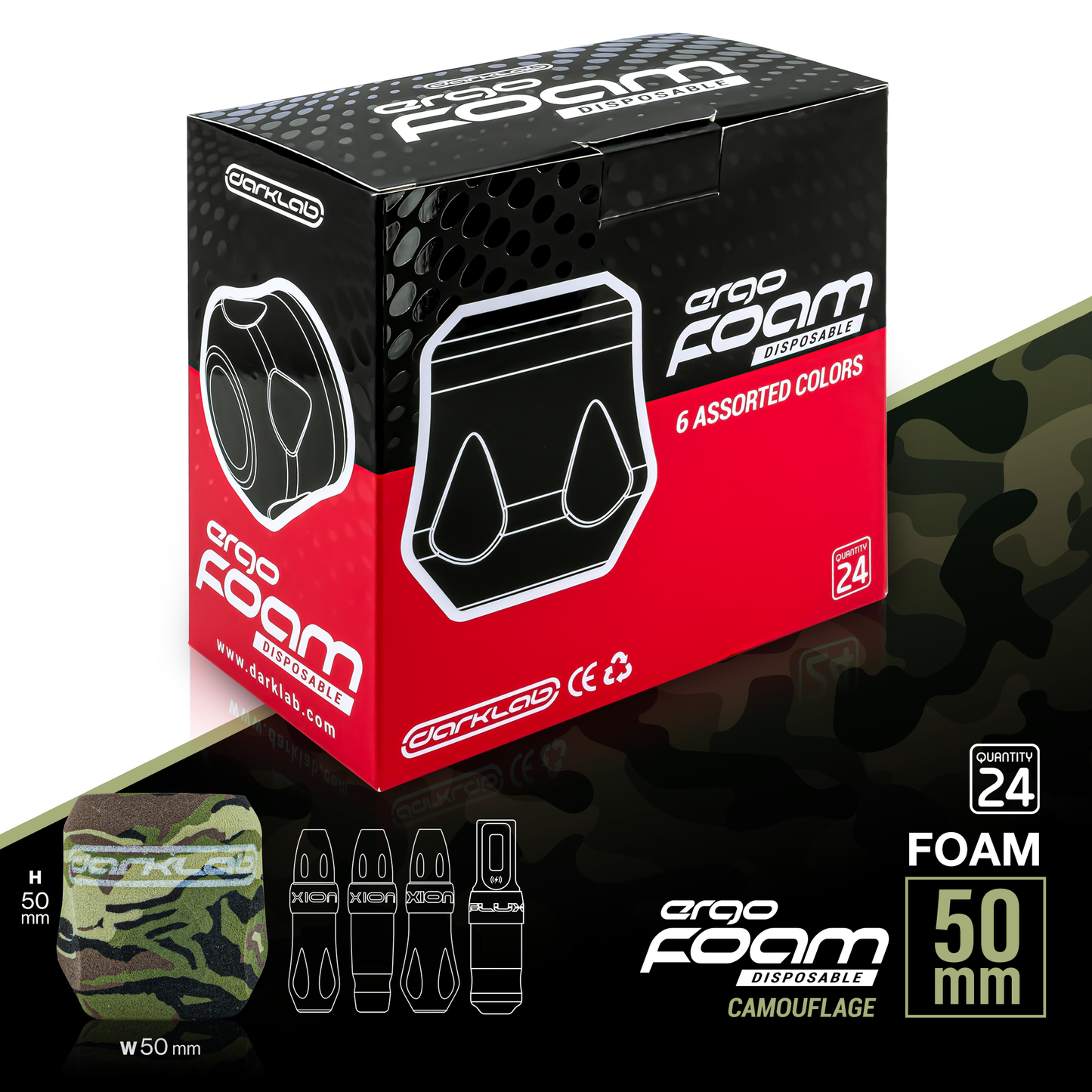 Ergo Disposable Foam Covers Camo - Box of 24