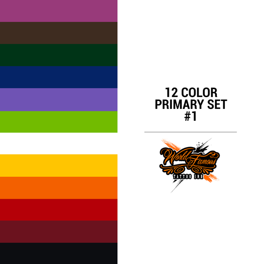 12 Color Primary Set #1 | World Famous Tattoo Ink 12 Color Primary Set #1 | World Famous Tattoo Ink