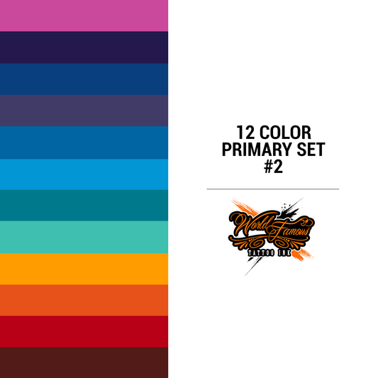 12 Color Primary Set #2 | World Famous Tattoo Ink 12 Color Primary Set #2 | World Famous Tattoo Ink