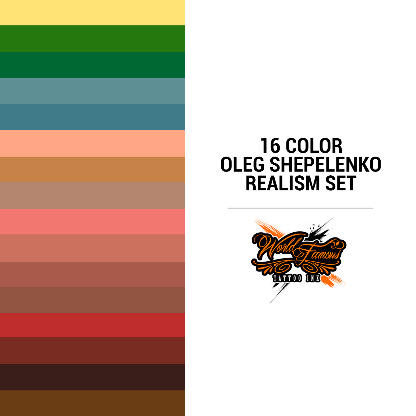 16 Color Oleg Shepelenko Set 1 oz | World Famous Tattoo Ink - Darklab Tattoo Supplies