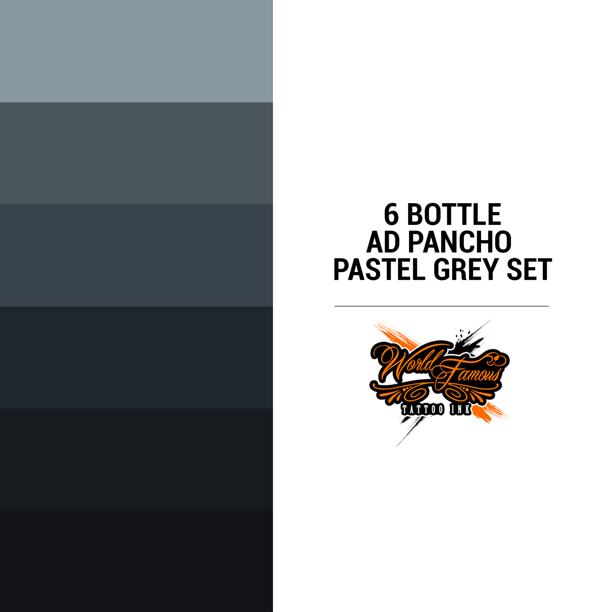 A.D. Pancho Pastel Grey Set | World Famous Tattoo Ink - Darklab Tattoo SuppliesA.D. Pancho Pastel Grey Set | World Famous Tattoo Ink