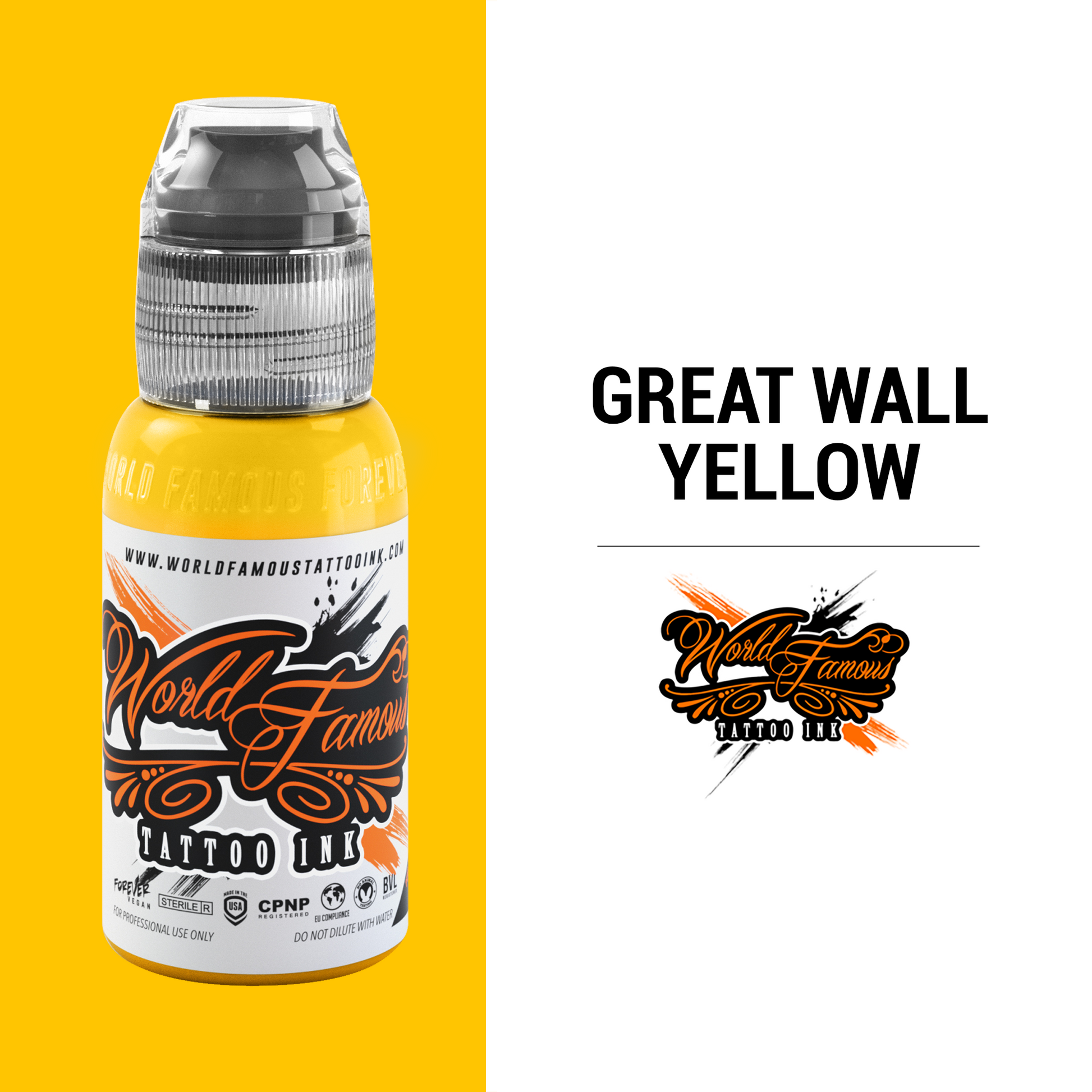 Great Wall Yellow | World Famous Tattoo Ink - Darklab Tattoo SuppliesGreat Wall Yellow | World Famous Tattoo Ink