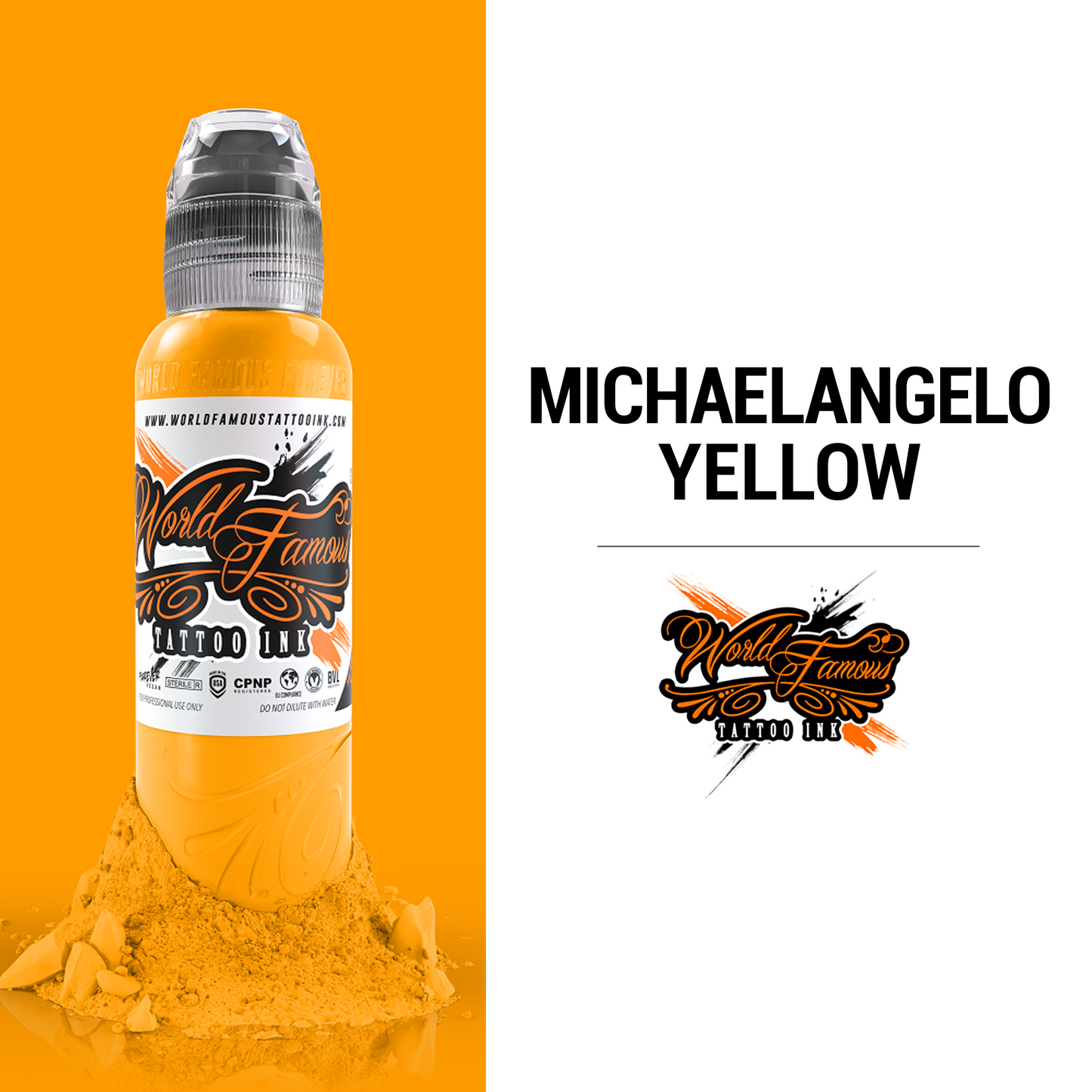 Michaelangelo Yellow | World Famous Tattoo Ink - Darklab Tattoo Supplies