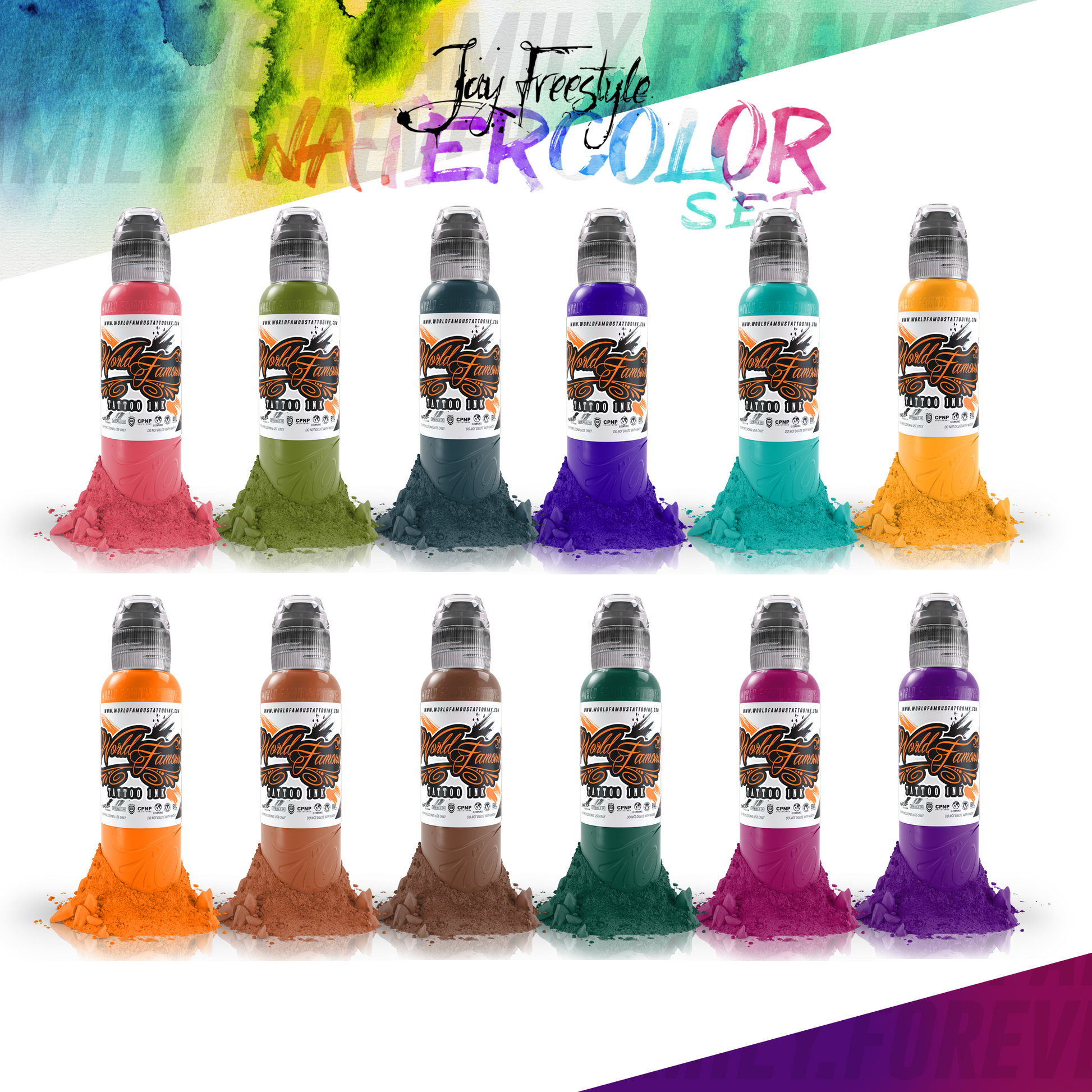 Jay Freestyle Water Color Set | World Famous Tattoo Ink - Darklab Tattoo SuppliesJay Freestyle Water Color Set | World Famous Tattoo Ink