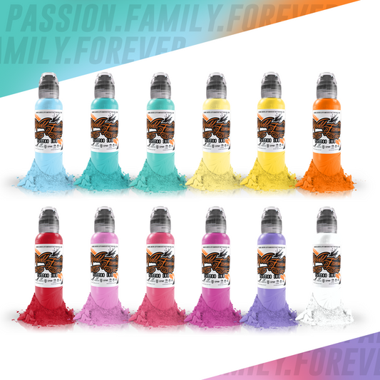 12 Color Pastel Set 1 oz | World Famous Tattoo Ink