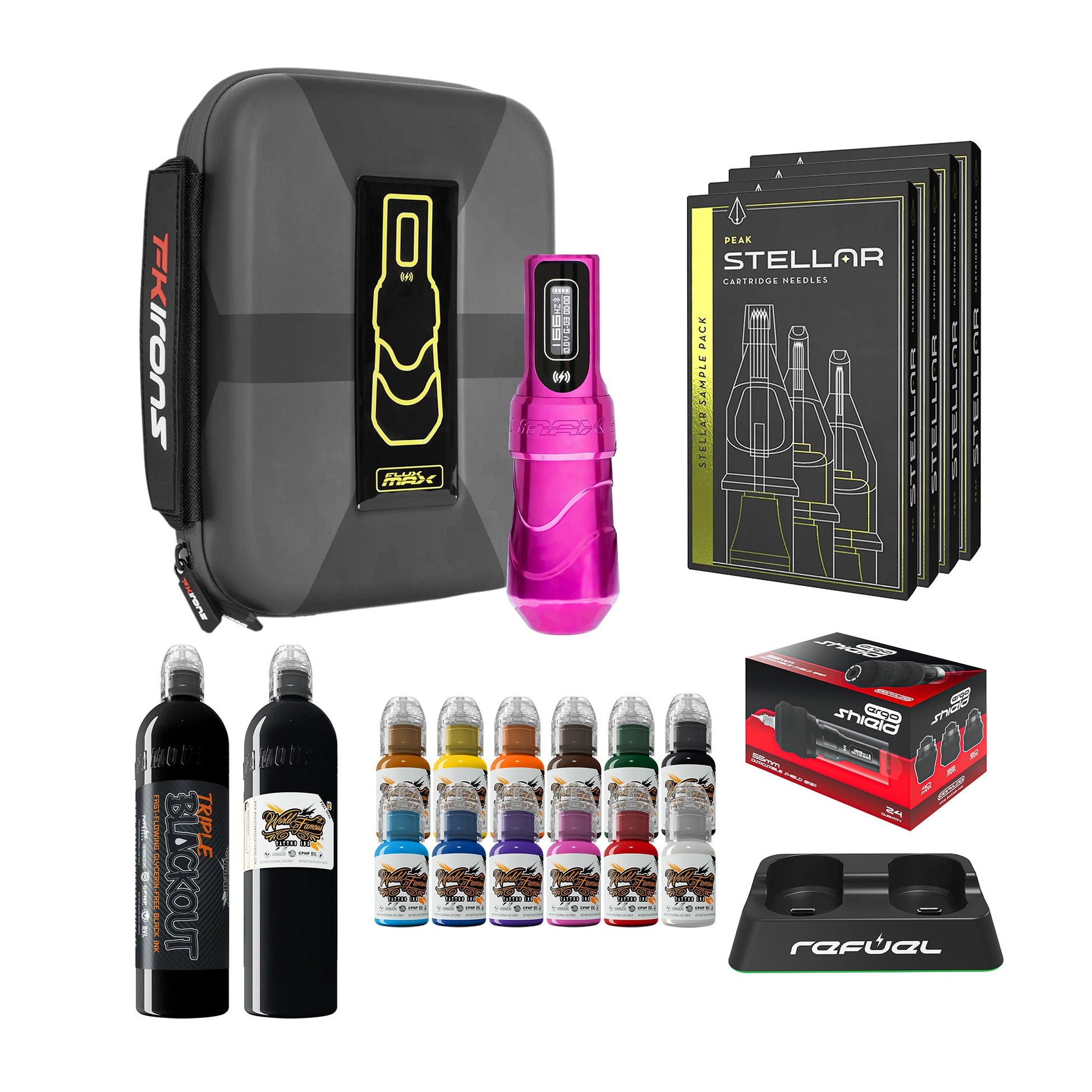FK Irons Flux Max Bundle With 1 PowerBolt Battery – Pick Color and Stroke Length