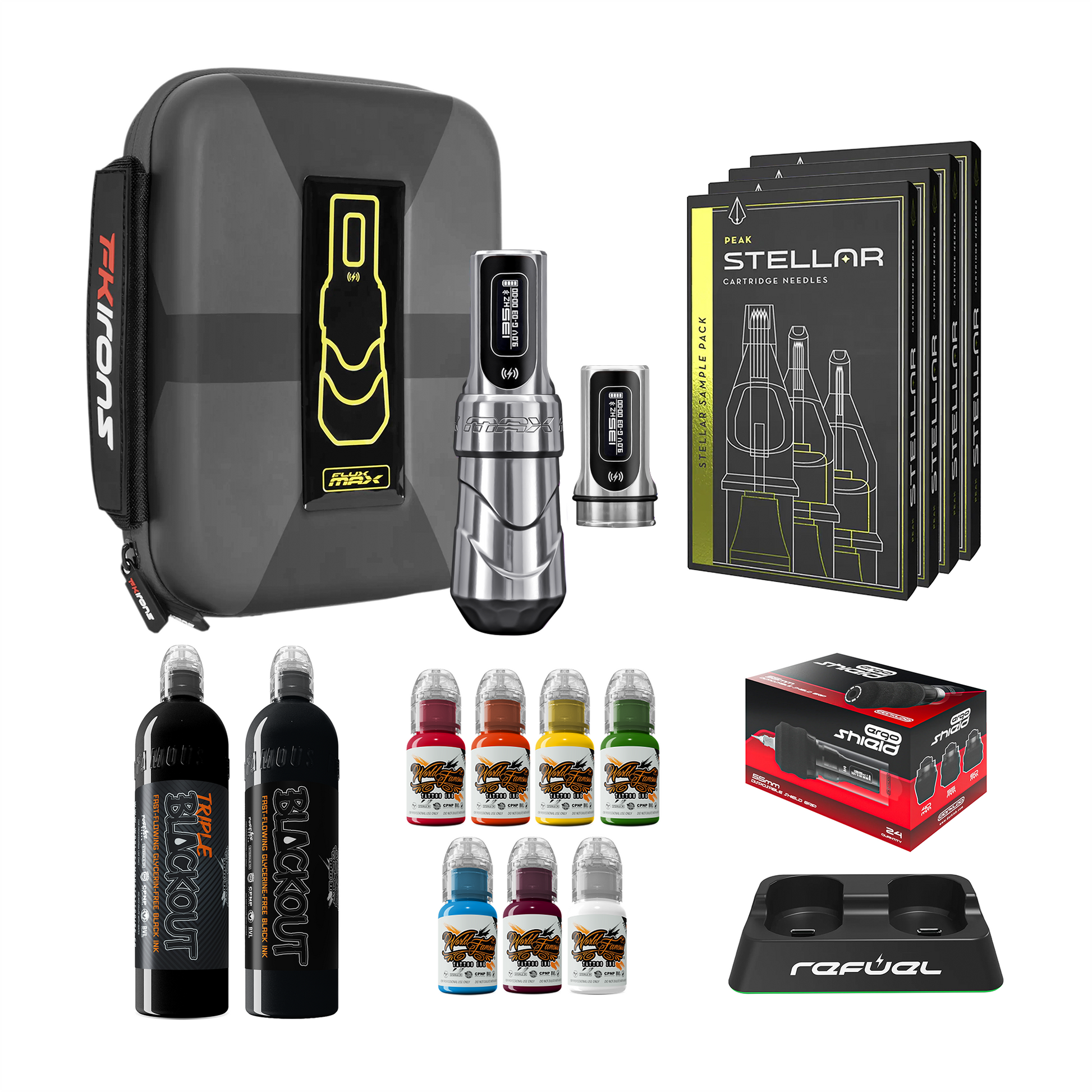 FK Irons Flux Max Pro Bundle With 2 PowerBolt Batteries – Pick Color and Stroke Length