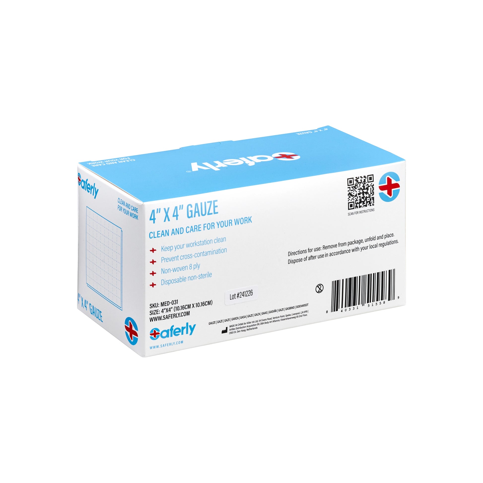 Saferly 4"x4" Gauze - Price Per Box of 200Saferly 4"x4" Gauze - Price Per Box of 200