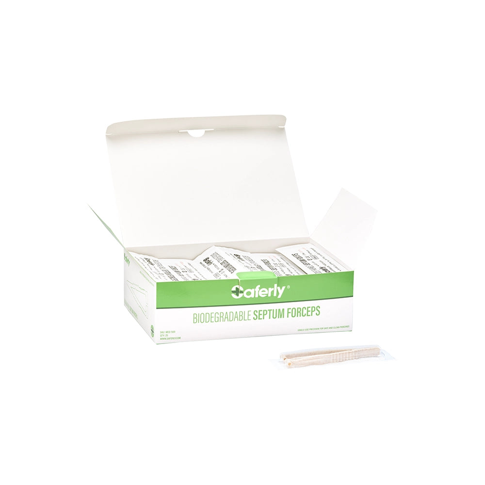 Saferly Biodegradable Septum Forceps — Box of 25Saferly Biodegradable Septum Forceps — Box of 25