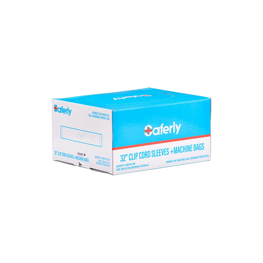 Saferly 32" Clip Cord Sleeves + Machine Bags Saferly 32" Clip Cord Sleeves + Machine Bags — Box of 200 — Pick Color