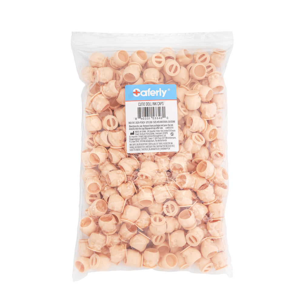 Saferly Cutie Doll Head Silicone Ink Caps —Size #16 (Large) — Bag of 200