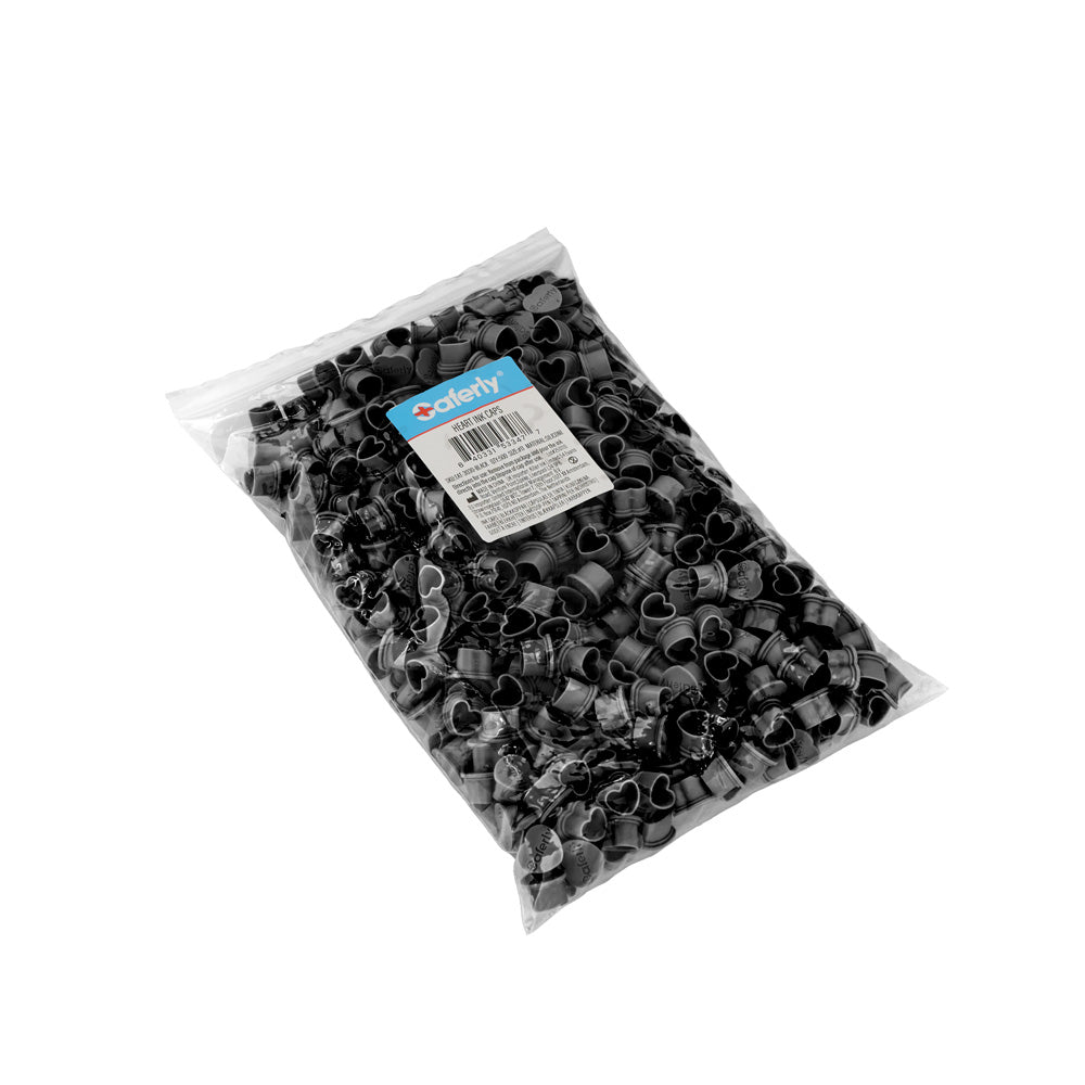 Saferly Heart Silicone Ink Caps — Pick Size and Color — Bag of 500 - Darklab Tattoo Supplies