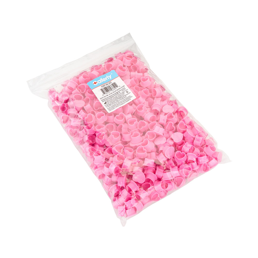 Saferly Heart Silicone Ink Caps — Pick Size and Color — Bag of 500 - Darklab Tattoo Supplies