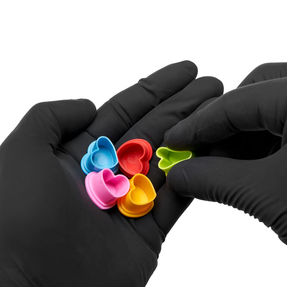 Saferly Heart Silicone Ink Caps — Pick Size and Color — Bag of 500 - Darklab Tattoo Supplies