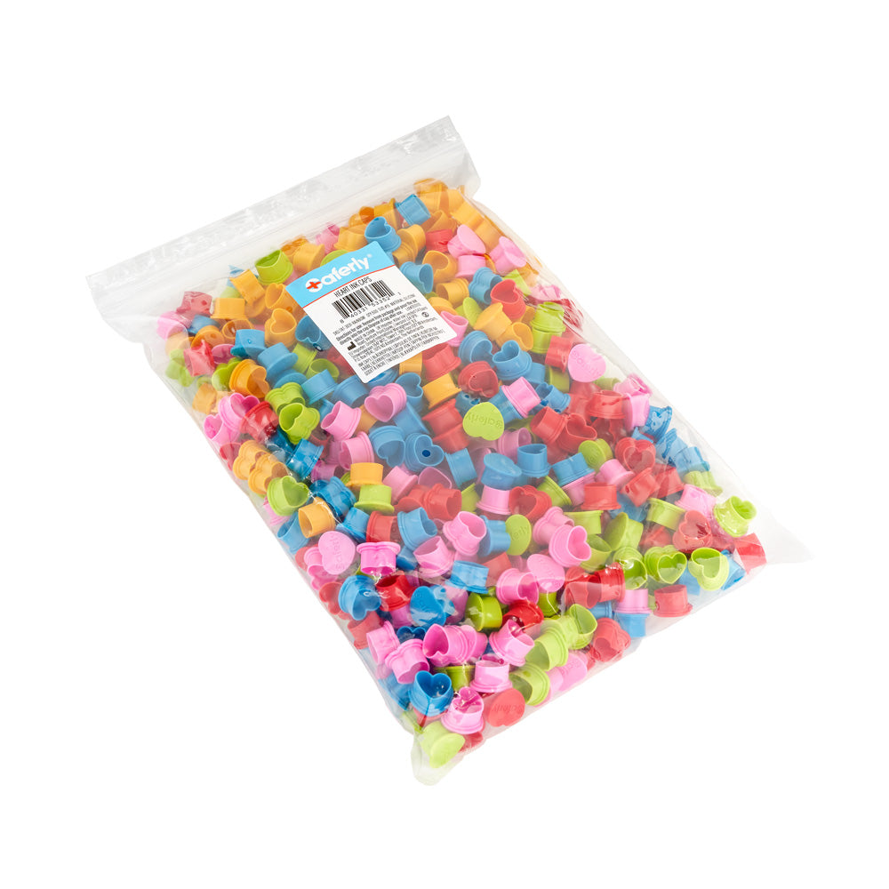 Saferly Heart Silicone Ink Caps — Pick Size and Color — Bag of 500 - Darklab Tattoo Supplies