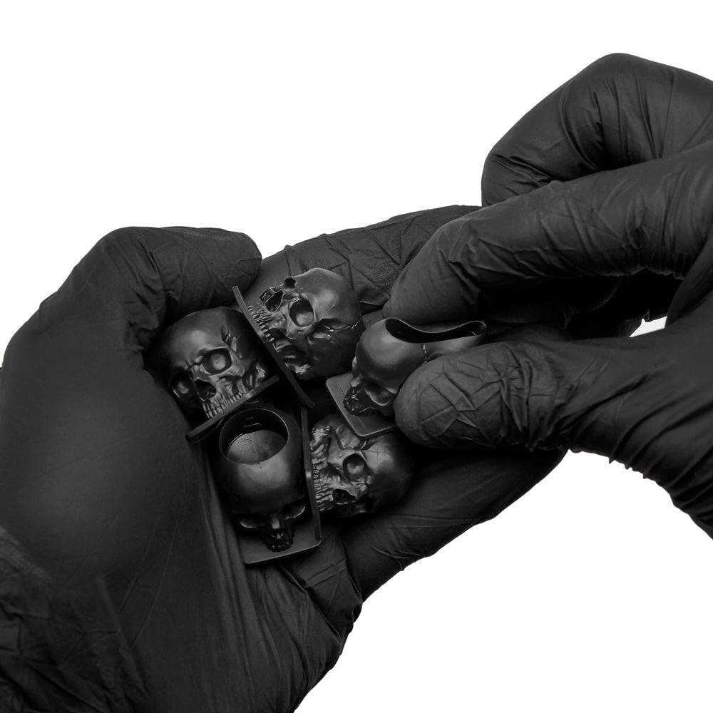 Saferly Skull Silicone Ink Caps —Size #16 (Large) — Bag of 200  — Pick Color - Darklab Tattoo Supplies