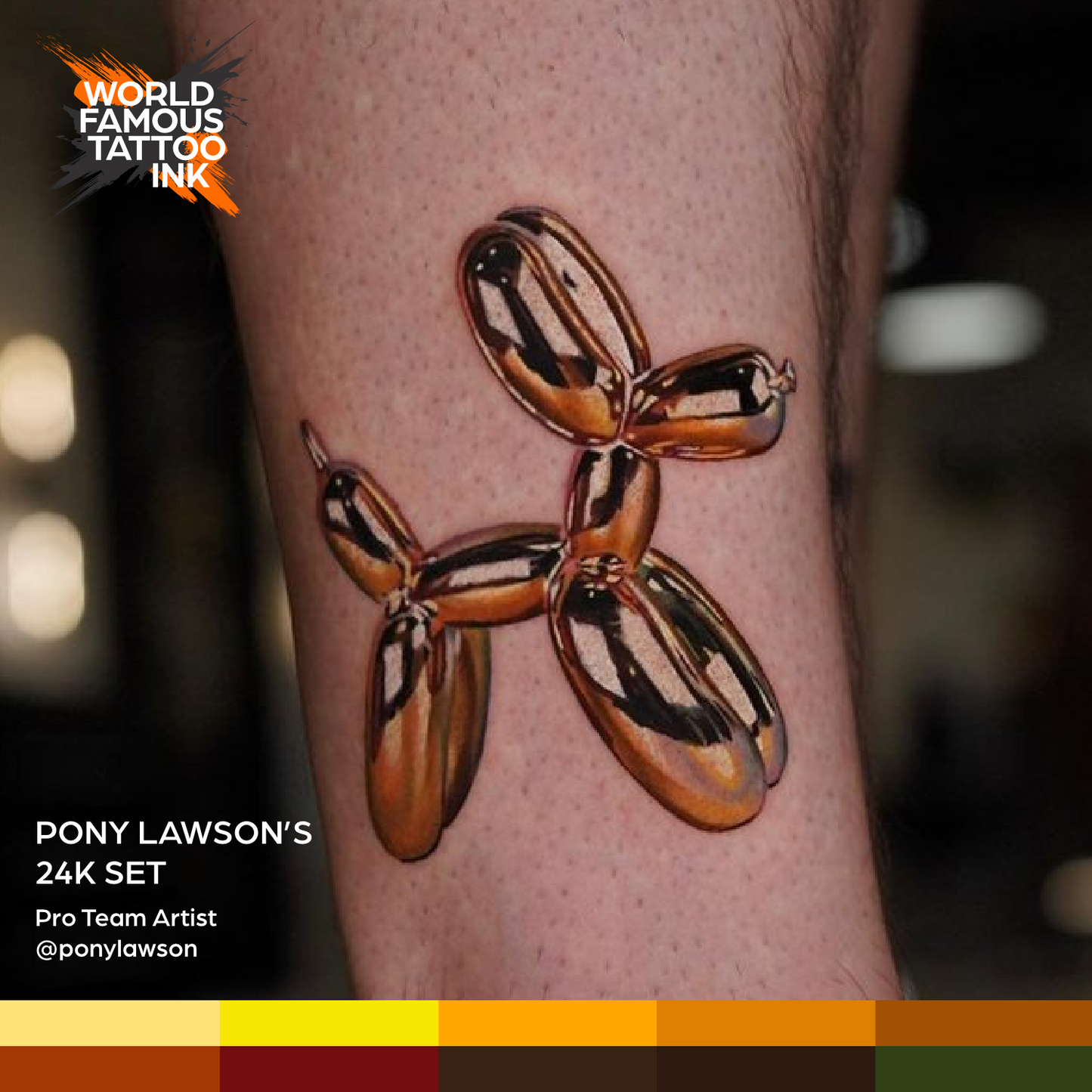 Pony Lawson 24k Set — World Famous Tattoo Ink — 1oz - Darklab Tattoo Supplies