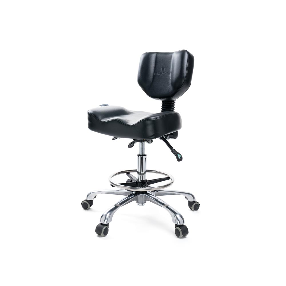 Front of Fellowship Tattoo Artist Chair 9942 on white backgroundFellowship Black Adjustable Tattoo Artist Chair 9942
