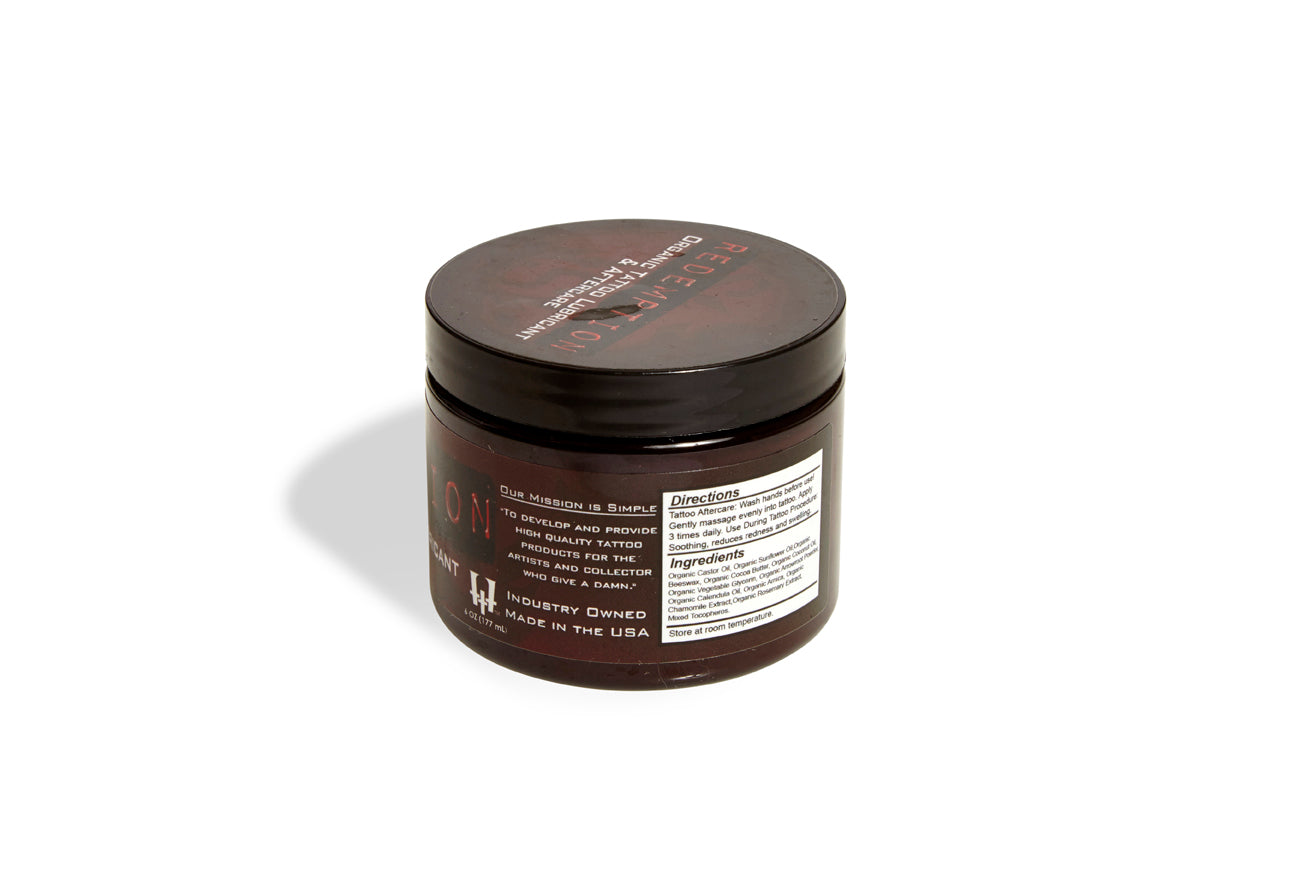 Redemption Organic Tattoo Lubricant and Aftercare 6oz Jar | PainfulPleasures Darklab Tattoo Supplies Redemption Organic Tattoo Lubricant and Aftercare 6oz Jar | PainfulPleasures Darklab Tattoo Supplies