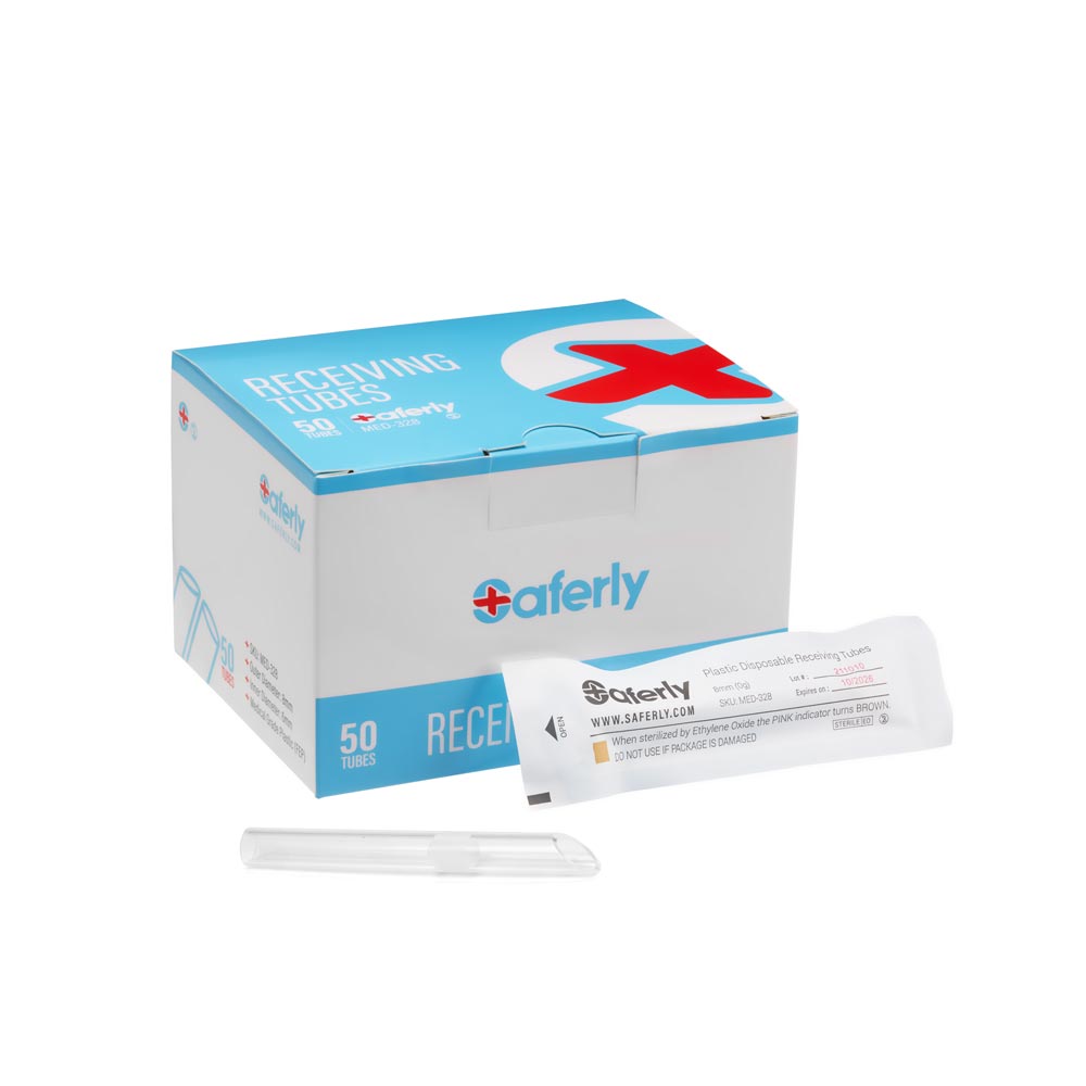 Saferly Plastic Disposable 0g Receiving Tubes — Box of 50 - Darklab Tattoo Supplies
