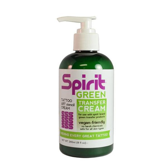 Spirit Green Stencil Transfer Cream for Green Tattoo Stencil - 8oz. Pump Bottle Spirit Green Stencil Transfer Cream for Green Tattoo Stencil - 8oz. Pump Bottle