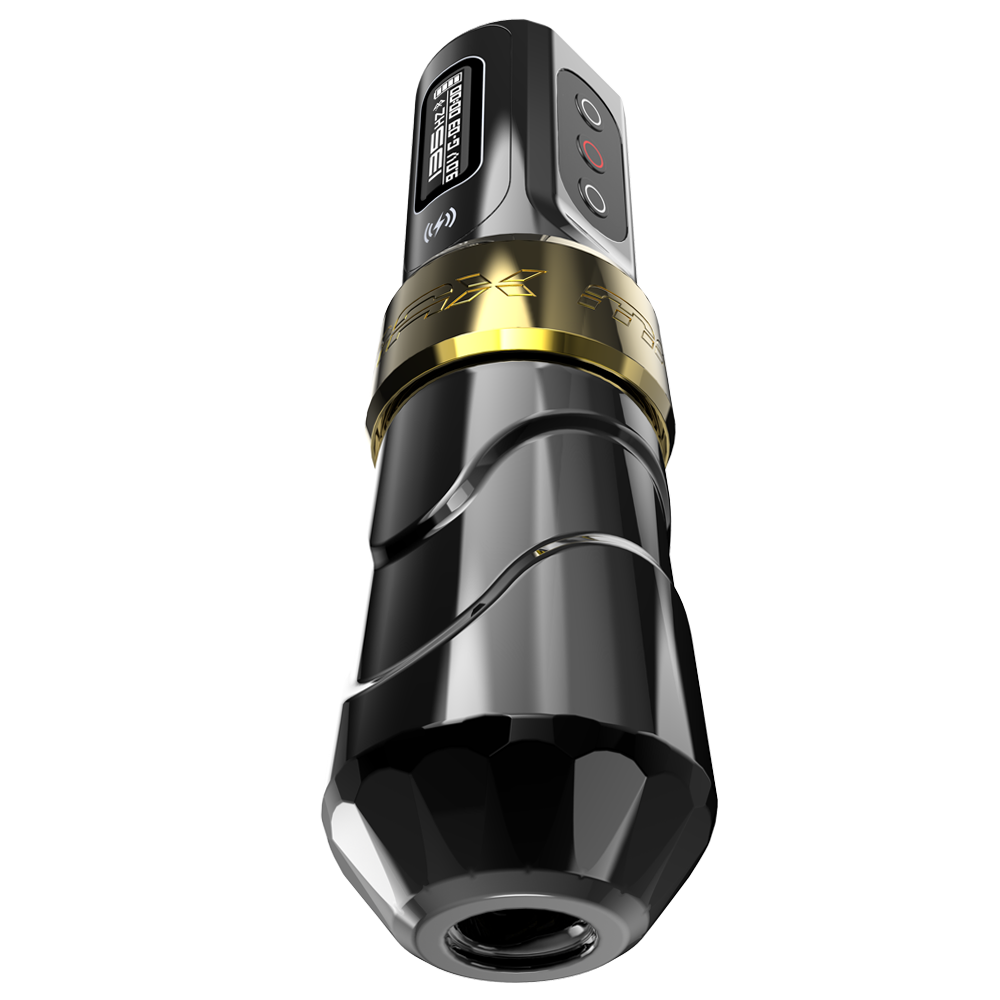 Flux Max Gold Machine with 2 PowerBolts Darklab Tattoo Supply Darklab Tattoo Supplies