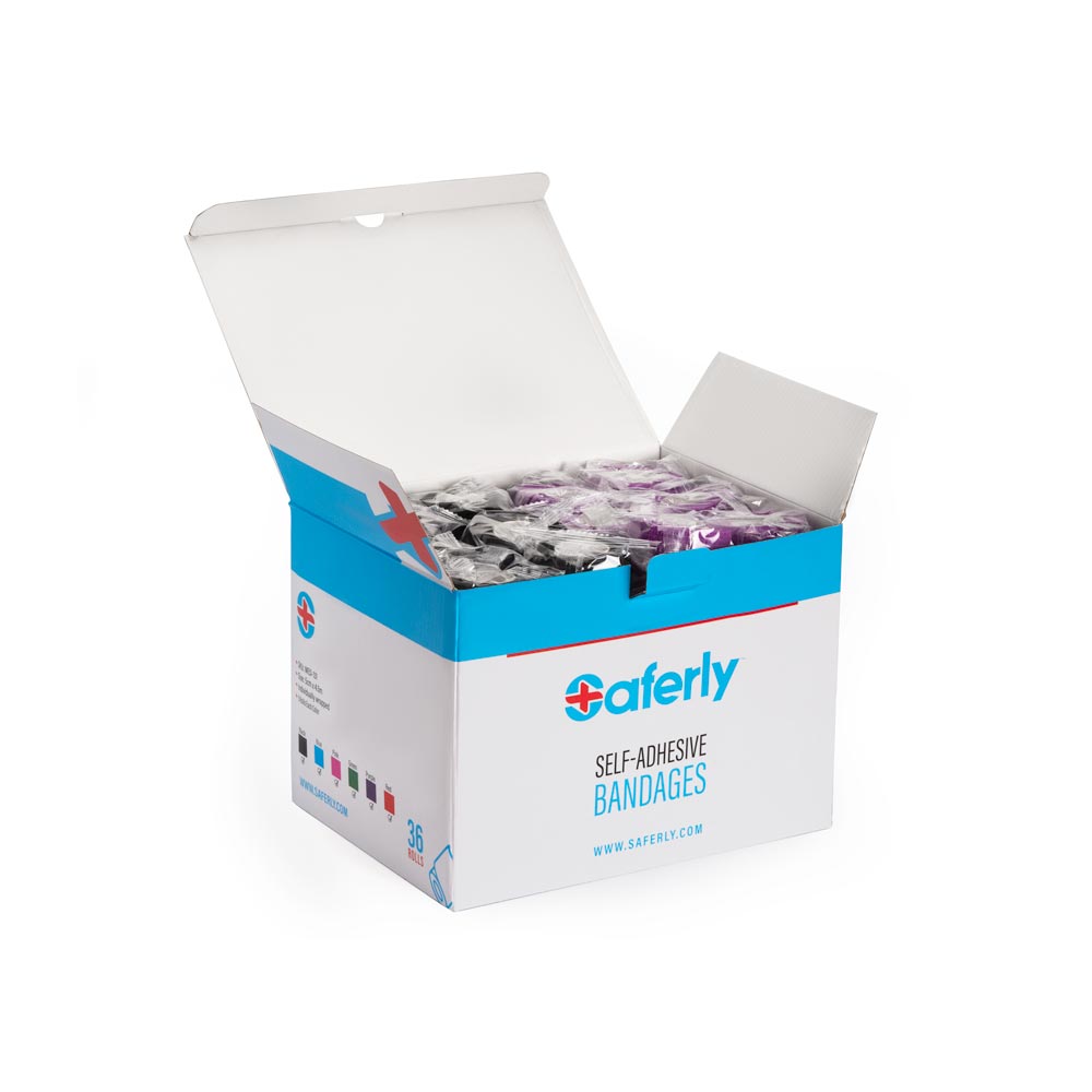 SAFERLY COHESIVE BANDAGE WRAP — BOX OF 36