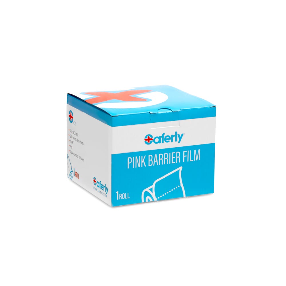 Saferly Medical Pink Barrier Film — 4" x 6" — One Roll of 1200 Perforated Sheets