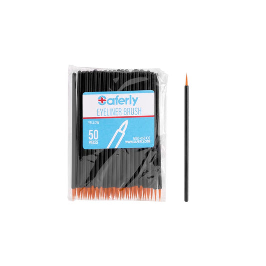Saferly Disposable Eyeliner/Detail Brushes — Fine Tip — Pack of 50