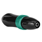 Spektra Xion in black with a seafoam green band on the machine body, view from the plug
