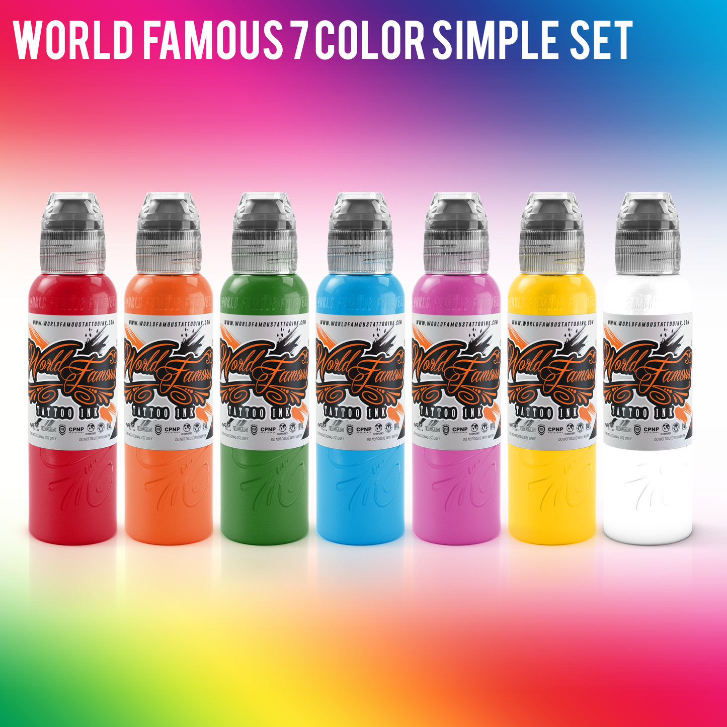7 Color Simple Set - 1/2oz  | World Famous Tattoo Ink