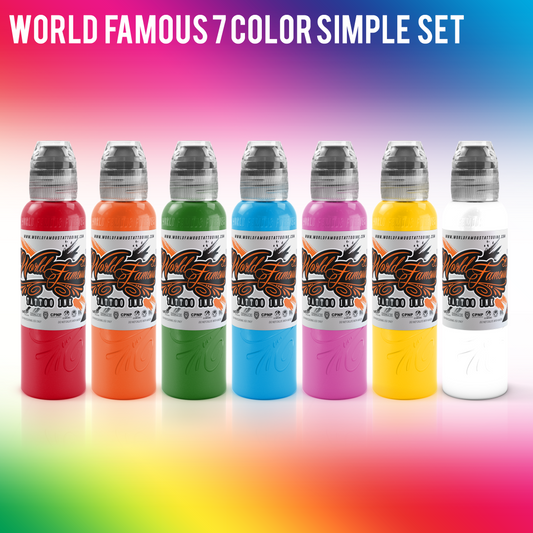 7 Color Simple Set - 1/2oz  | World Famous Tattoo Ink 7 Color Simple Set - 1/2oz  | World Famous Tattoo Ink